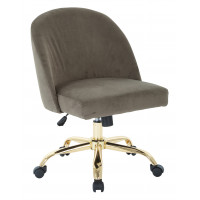 OSP Home Furnishings FL3224G-V17 Mid Back Office Chair in Otter Velvet with Gold Finish Base